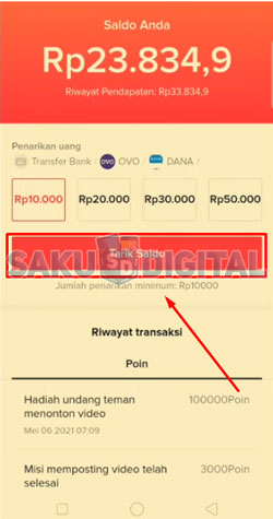 5 Klik Tarik Saldo