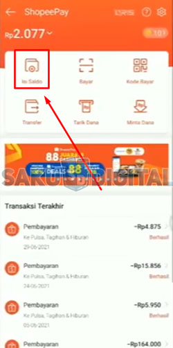 3. Cara Top Up ShopeePay Lewat Octo Mobile